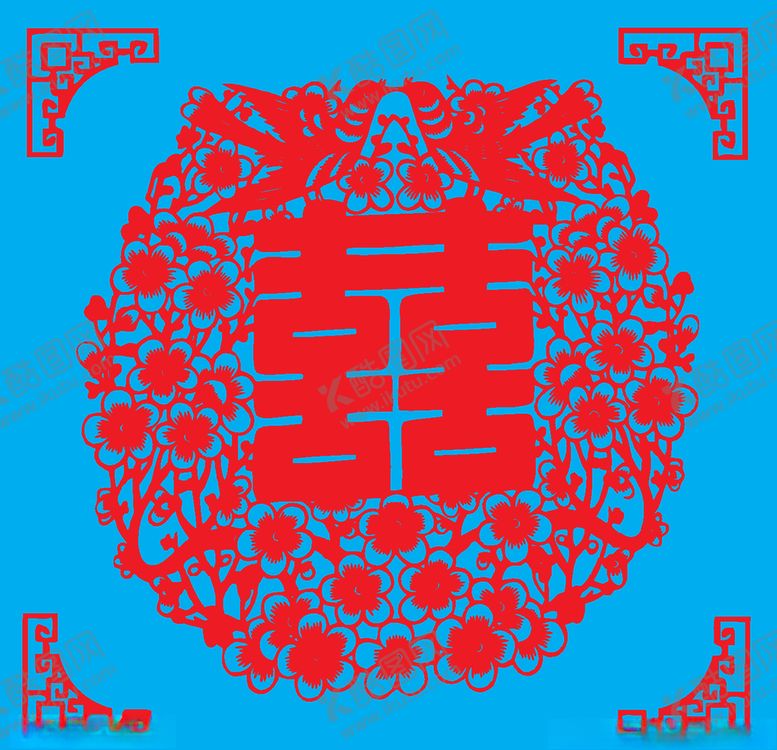 编号：48853510091951258520【酷图网】源文件下载-喜上眉梢双喜剪纸