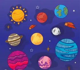 彩色太阳系行星设计