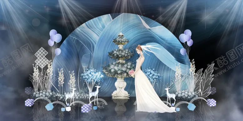 编号：79664507091055279262【酷图网】源文件下载-蓝色系婚礼设计背景