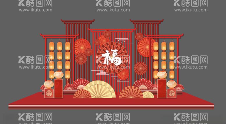 编号：86054502270002497871【酷图网】源文件下载-新年红灯笼美陈