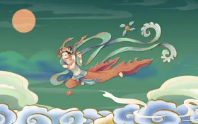 敦煌飞天彩带莫高窟乐伎