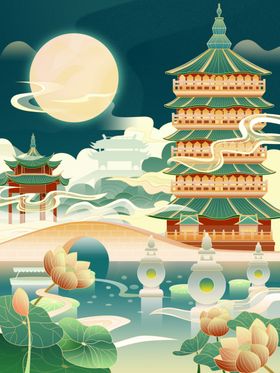中秋背景插画