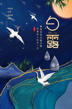 原创酸性烫金风白露节气海报