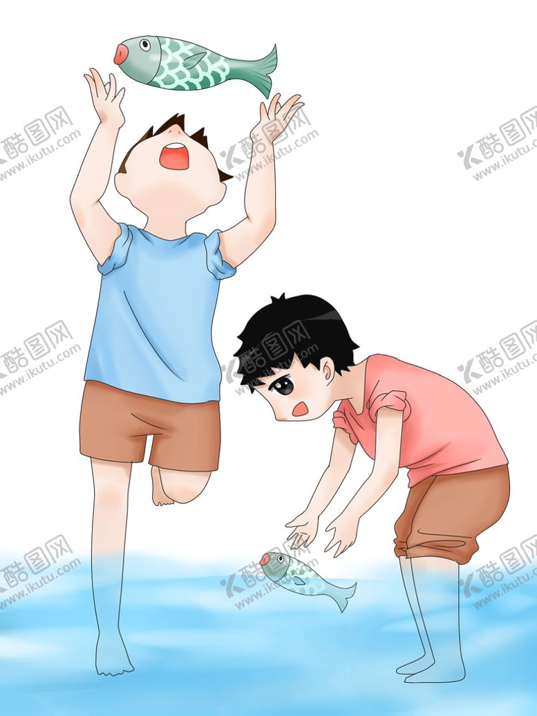 编号：31028810220619378921【酷图网】源文件下载-男孩捕鱼