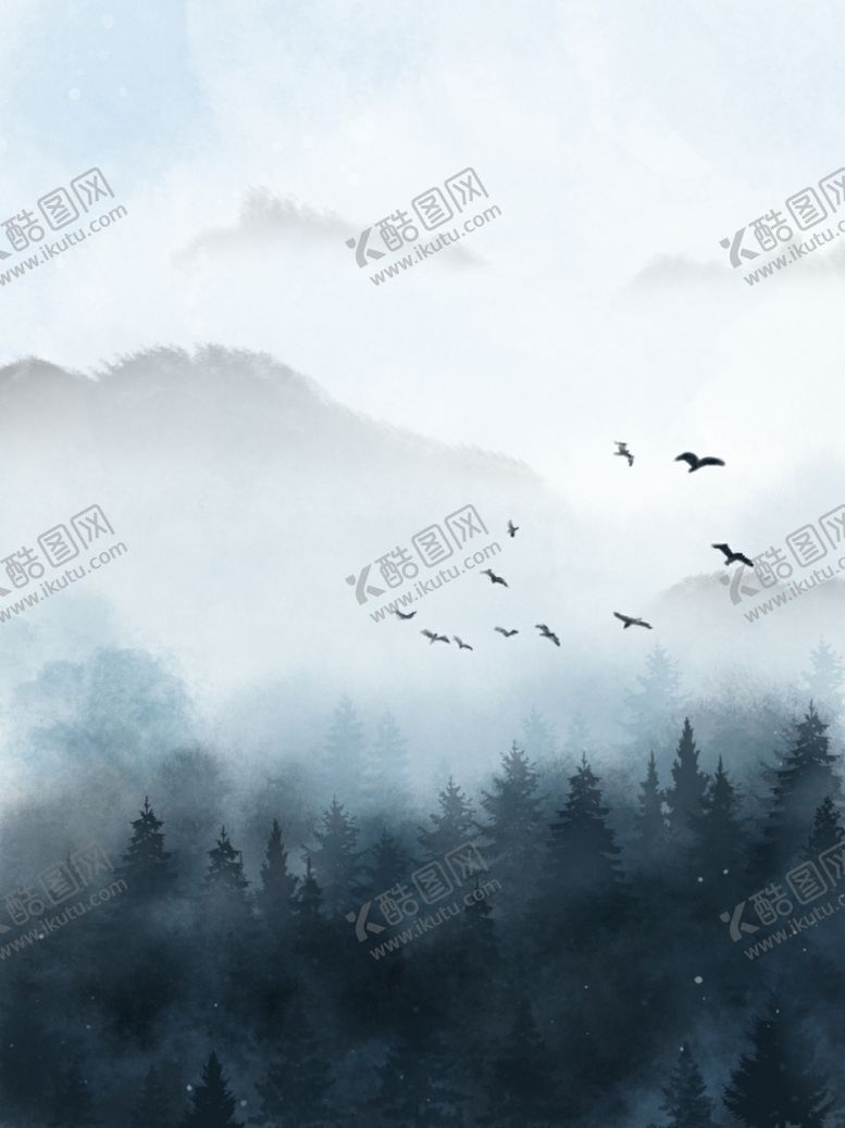 编号：58163507010330187340【酷图网】源文件下载-大气水墨森林山水背景