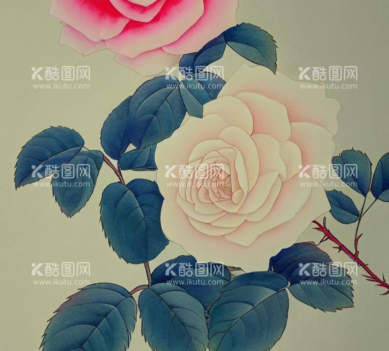 编号：74963912021714213317【酷图网】源文件下载-月季花工笔画