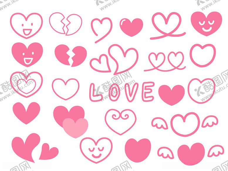 编号：86149011180011503424【酷图网】源文件下载-粉色爱心图案集合