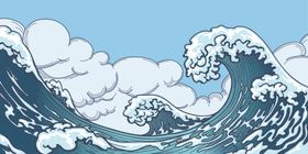 锦鲤插画卡通波纹波浪活动海报