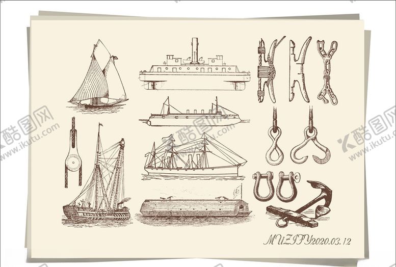 编号：76540110190656363413【酷图网】源文件下载-14款入船舶手绘稿