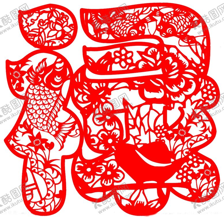 编号：55567910011215017812【酷图网】源文件下载-中国传统剪纸文化作品福禄透明P