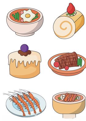 手绘美食PNG透明底套图