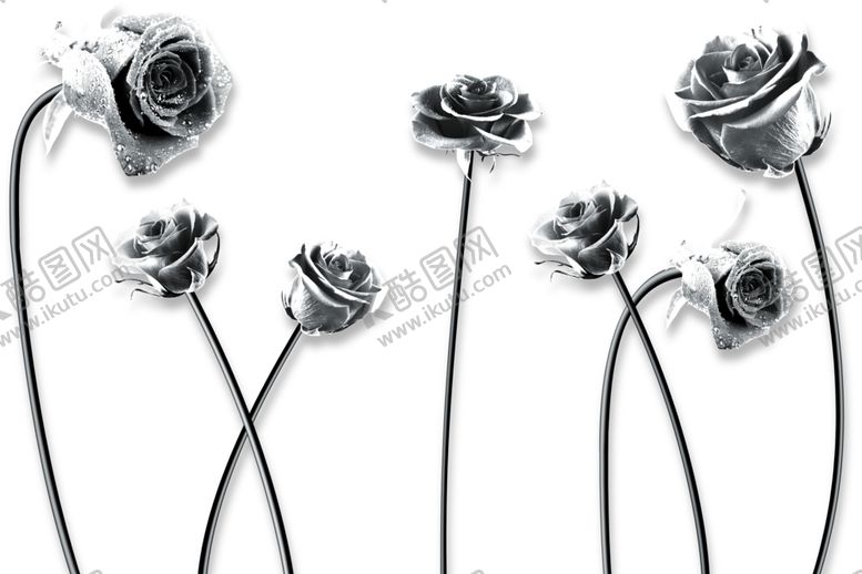 编号：72880109282048095815【酷图网】源文件下载-唯美白底金属质感溅水玫瑰花束