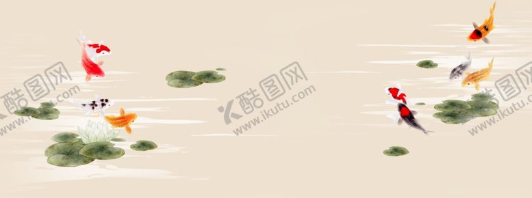 编号：43639410042335411064【酷图网】源文件下载-荷叶九鱼图