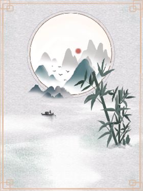 工笔画背景山水画中国风