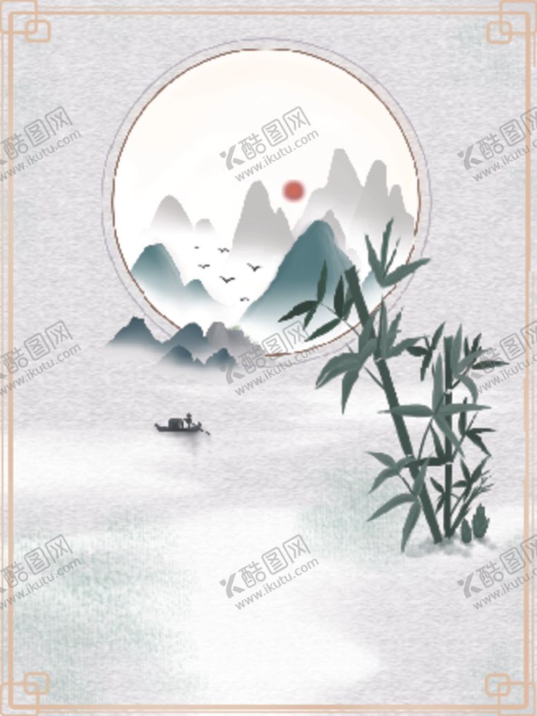 编号：75878910220952214975【酷图网】源文件下载-中国风山水工笔画背景