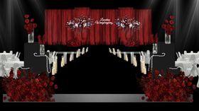 红黑色系浪漫婚礼舞台布置