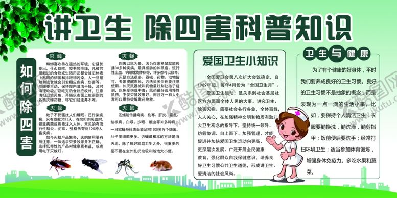 编号：52843606182226353366【酷图网】源文件下载-讲卫生除四害社会公益宣传展板