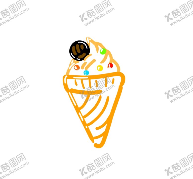编号：99410106250354138324【酷图网】源文件下载-手绘甜筒冰淇淋简笔画