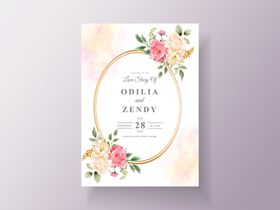 花卉邀请卡背景庆典多彩美丽的生日