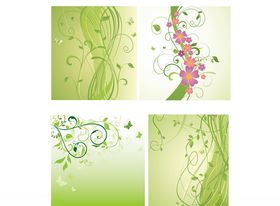 绿色枝叶花边花纹