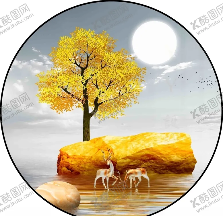 编号：23988506190634269059【酷图网】源文件下载-石来运转装饰画图片