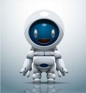 微笑机器人可爱卡通素材