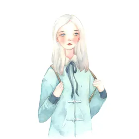 女孩儿童手绘的漂亮