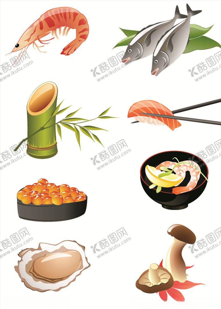 编号：23664510232057247438【酷图网】源文件下载-矢量蔬菜海鲜