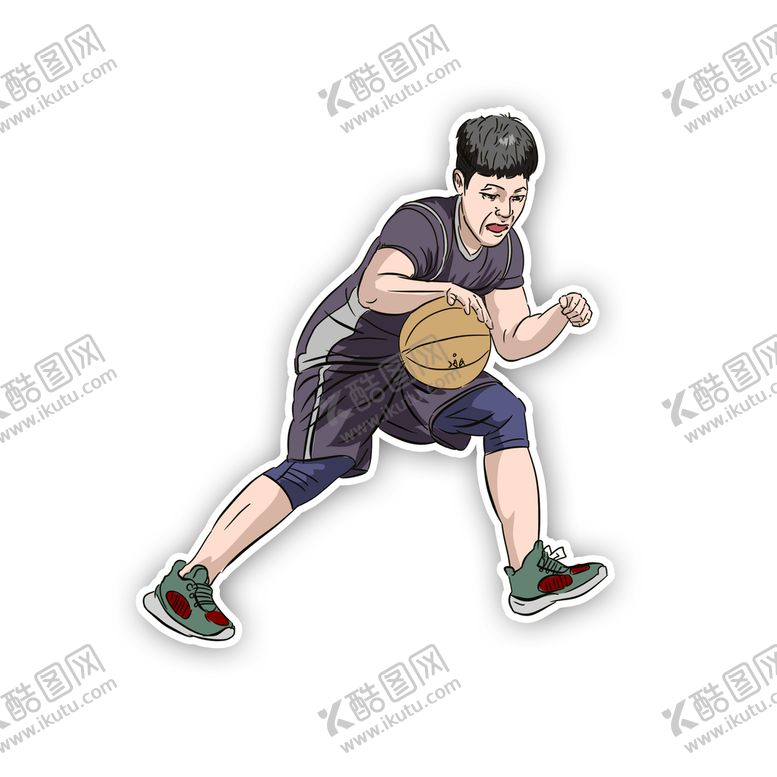 编号：16506311210033477970【酷图网】源文件下载-打篮球的男子篮球运动员运球卡通
