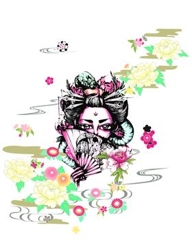 观赏荷花的美女