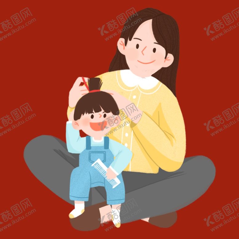 编号：42440602191501007675【酷图网】源文件下载-手绘亲子人物