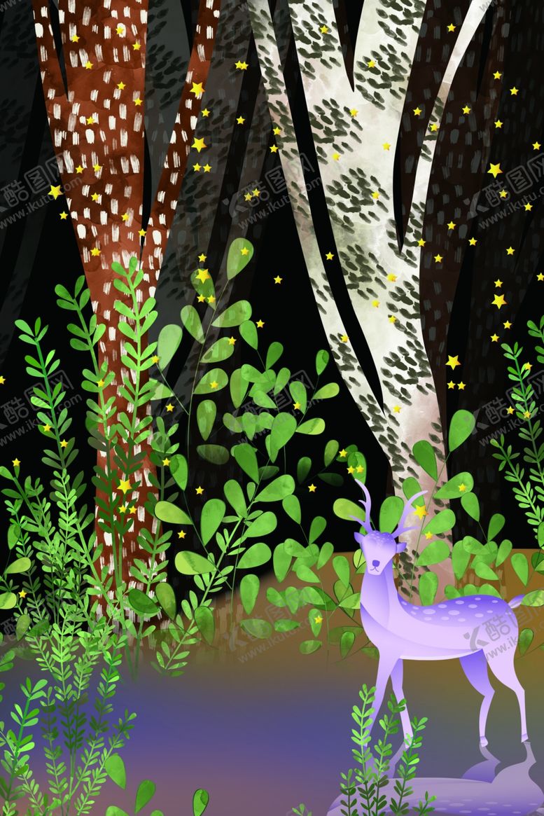 编号：92438409232103007107【酷图网】源文件下载-森林麋鹿装饰画