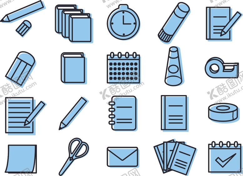 编号：54379611021057211343【酷图网】源文件下载-办公用品图标集合