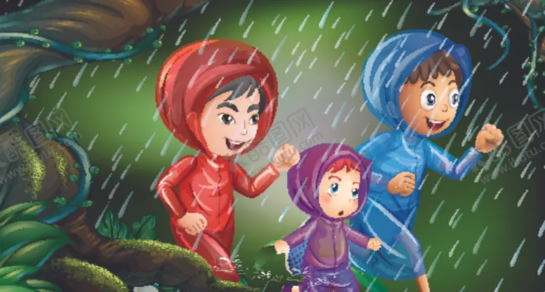 编号：81443106242220216164【酷图网】源文件下载-穿雨衣的儿童