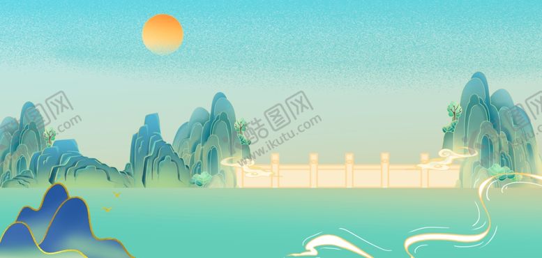 编号：82721504070053546965【酷图网】源文件下载-国潮山水风光图