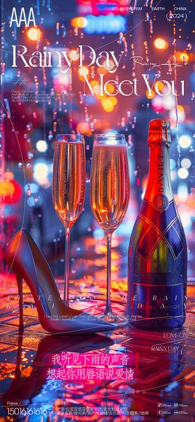 酒吧夜店早场下雨天邀约海报