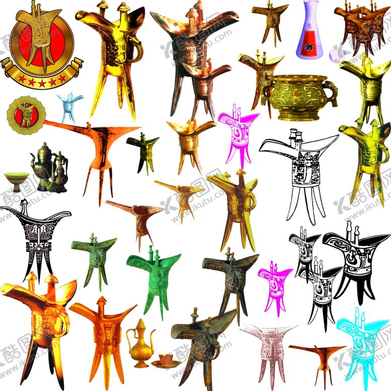 编号：68010809151826271675【酷图网】源文件下载-古代青铜酒杯酒樽