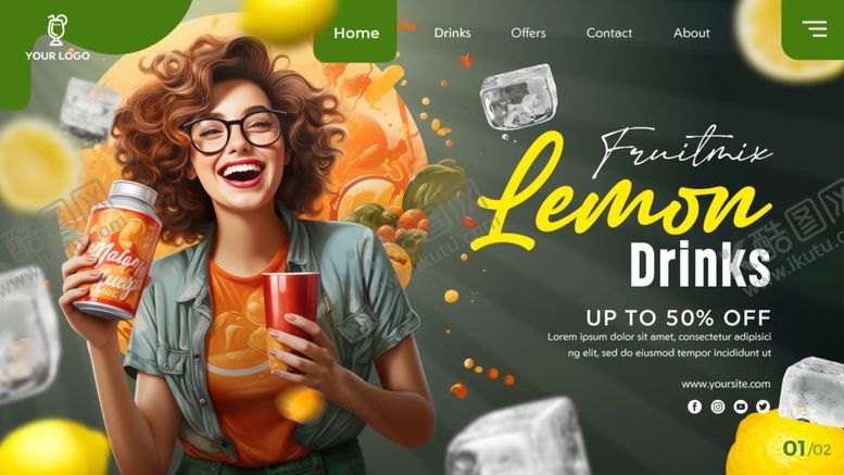 编号：55278304290113168561【酷图网】源文件下载-畅饮柠檬饮料的欢乐瞬间