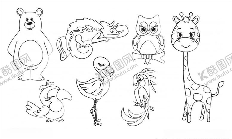 编号：78071309202011577010【酷图网】源文件下载-动物线描图