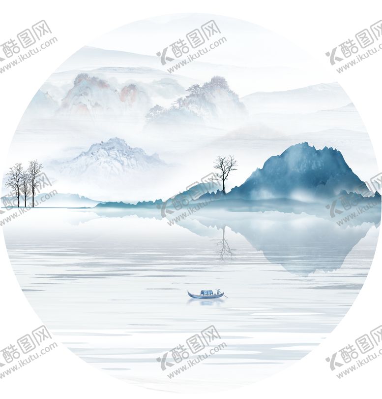 编号：09783509261435499614【酷图网】源文件下载-新中式装饰画 圆形装饰画 