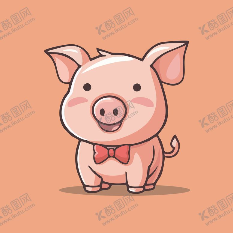 可爱小猪矢量卡通画儿童插画EPS设计动物
