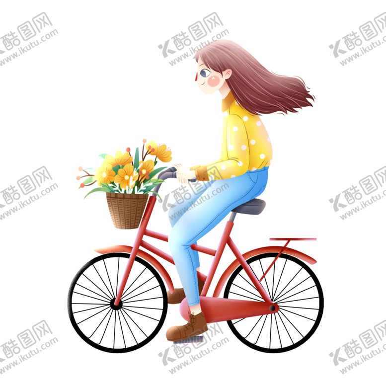 编号：70364302112152372644【酷图网】源文件下载-骑车春游的女孩