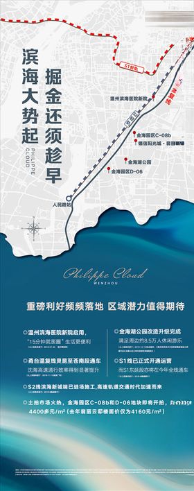 蓝色地产土拍项目展架
