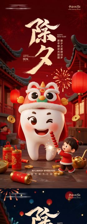 口腔新春除夕系列海报