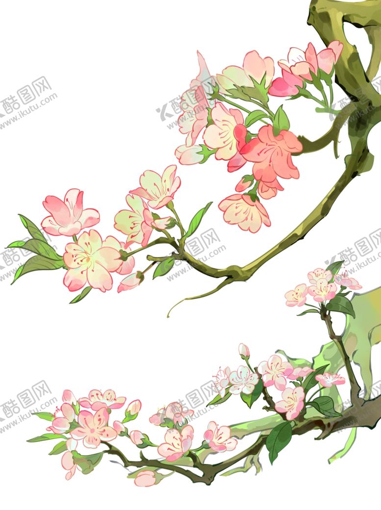 编号：91504704242113564166【酷图网】源文件下载-彩色国潮风卡通植物梨花