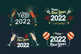 2022新年快乐海报详情平面设计标签