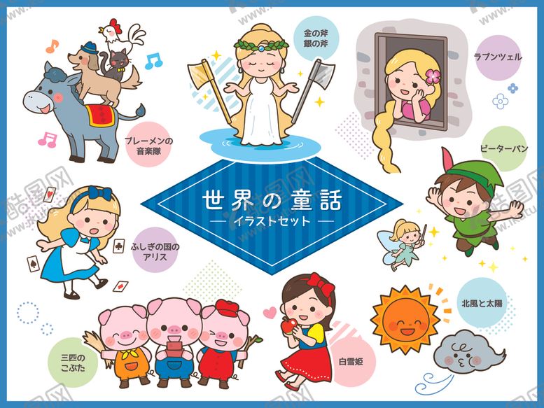 编号：60642411020943391243【酷图网】源文件下载-经典儿童童话插画集合