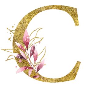 手绘水彩花卉英文字母logo