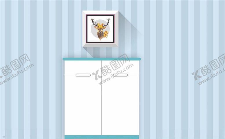 编号：66216810121239053925【酷图网】源文件下载-鞋柜与挂画