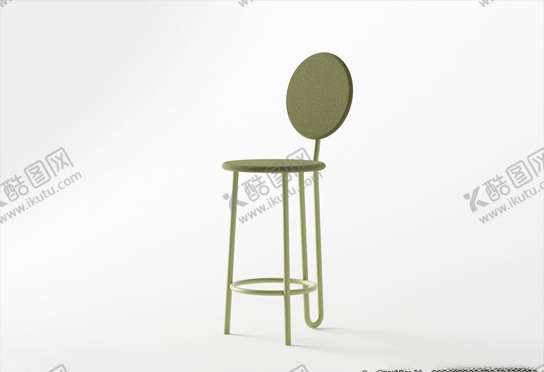 编号：90536303161413351675【酷图网】源文件下载-3D吧椅模型高脚椅家具